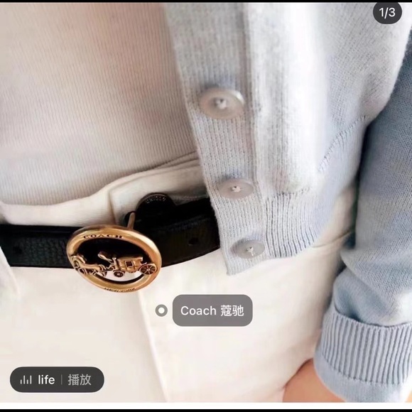 NWT Coach Horse and Carriage BUCKLE BELT Off black 25mm size L - Picture 2 of 5